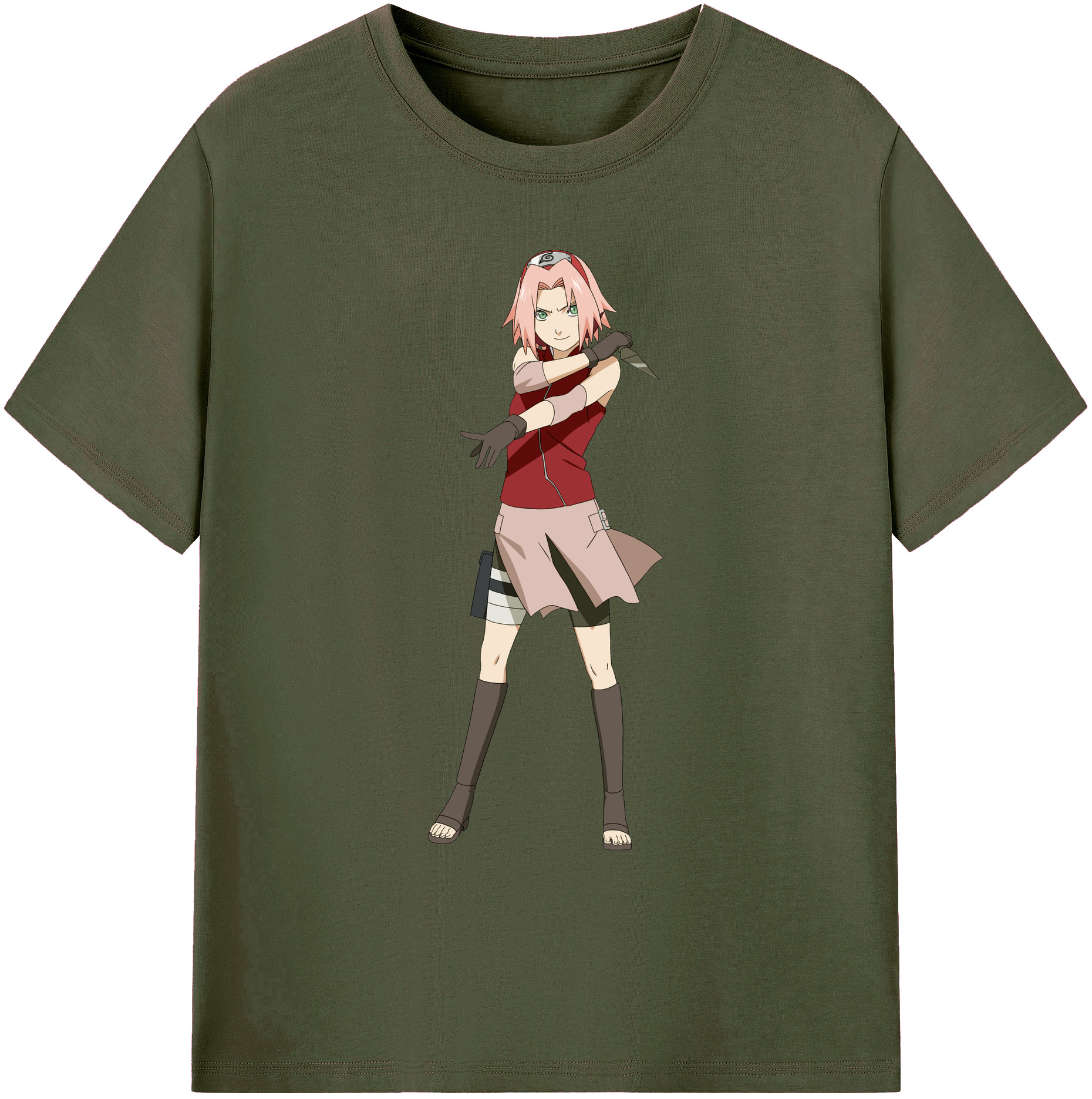 （画像用） NARUTO -ナルト- 春野サクラ Haruno Sakura 綿100％ メンズ半袖Tシャツ｜肌触りやわらか＆通気性